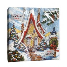 Салфетки двухслойные 33х33 New Line FRESKO, 20 листов НГ, ЗИМНИЙ ДОМИК