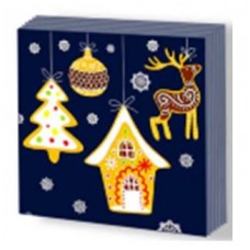 Салфетки двухслойные 33х33 New Line FRESKO, 20 листов НГ, НОВОГОДНИЕ ПРЯНИКИ