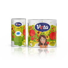Бумага туалетная двухслойная "VETA AROMA"  на втулке, ароматизированная, 1х4 рулона ТРОПИЧЕСКИЙ САД